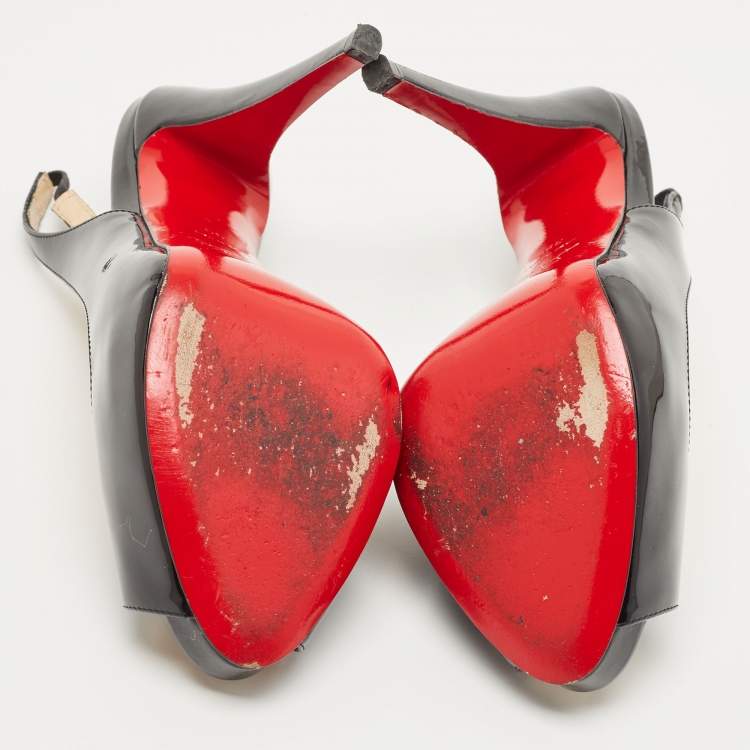 Pre Owned Christian Louboutin Black Patent Private Number Pumps Size 39