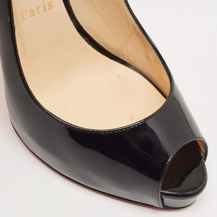 Pre Owned Christian Louboutin Black Patent Private Number Pumps Size 39