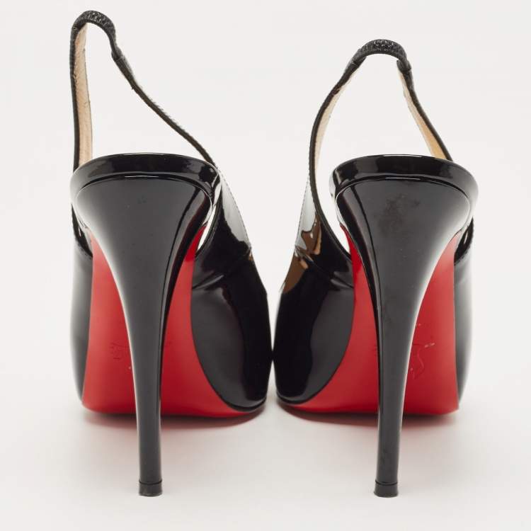 Pre Owned Christian Louboutin Black Patent Private Number Pumps Size 39