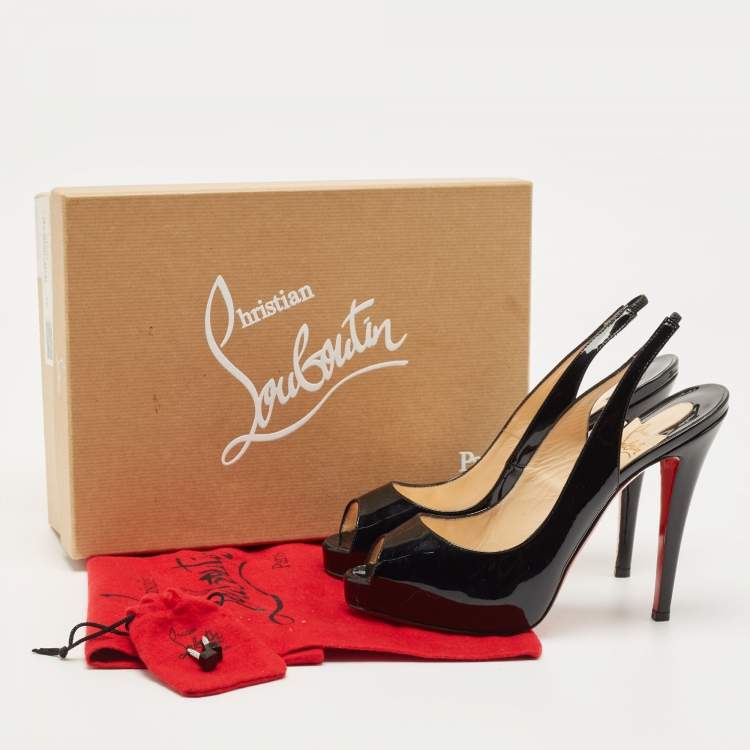 Pre Owned Christian Louboutin Black Patent Private Number Pumps Size 39