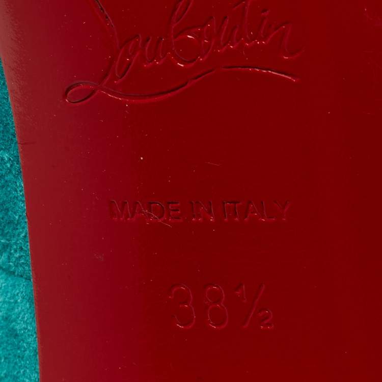 Pre Owned Christian Louboutin Turquoise Suede Very Prive Pumps Size 38.5