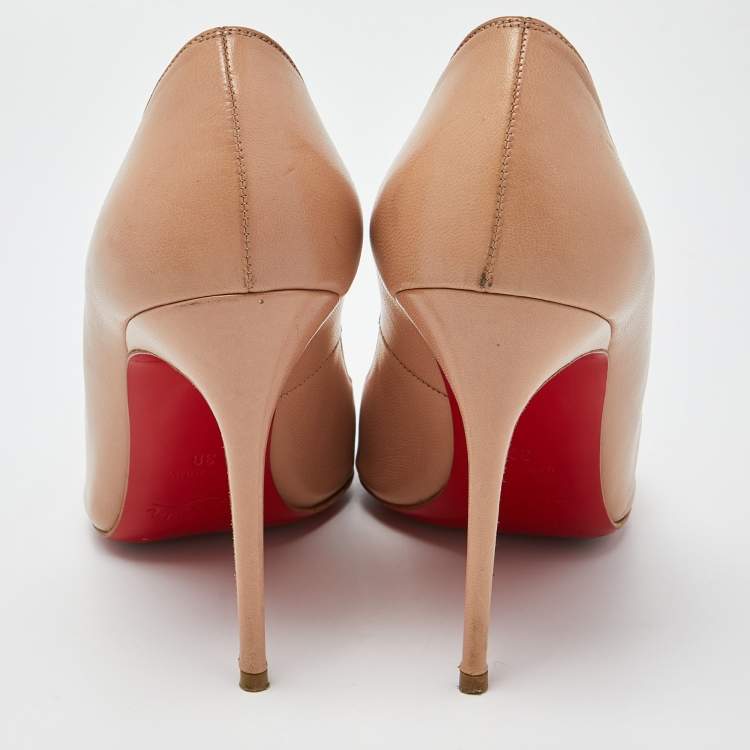 Pre Owned Christian Louboutin Beige Leather Decollete Pumps Size 38