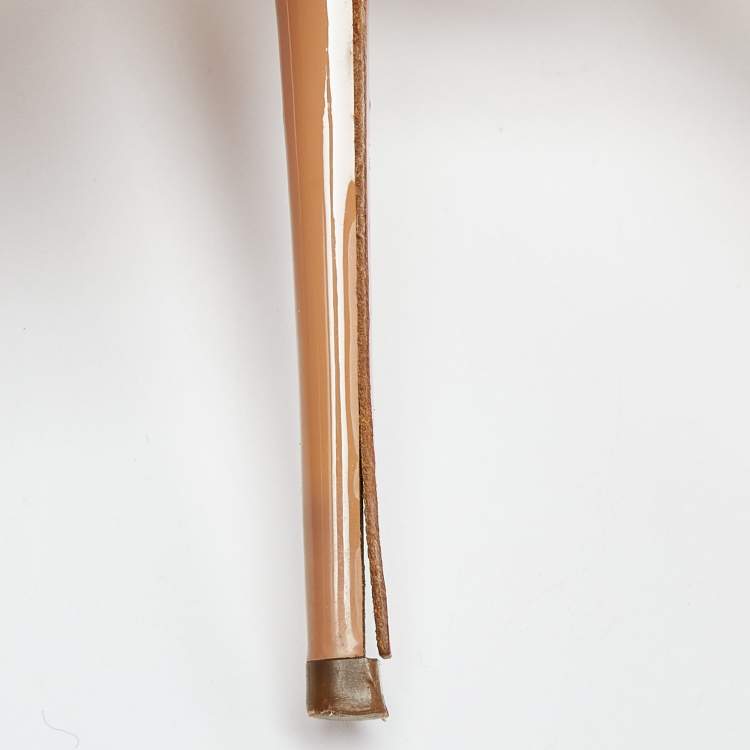مملوكة مسبقًا Christian Louboutin Beige Patent Leather Very Prive Peep Toe Platform Pumps Size 36.5