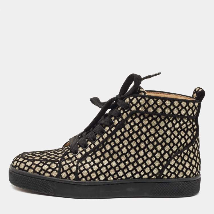 Christian Louboutin Black/Gold Mesh and Glitter Rantus Orlato Sneakers Size  35.5 Christian Louboutin | The Luxury Closet