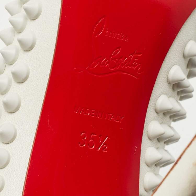 Pre Owned Christian Louboutin White Leather Pigalle Spikes Pumps Size 35.5