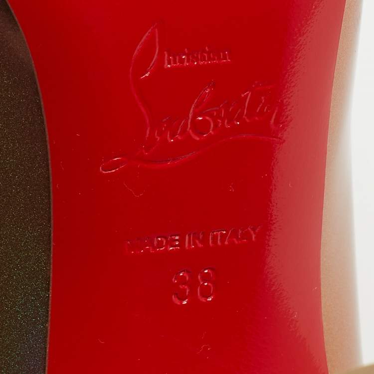 Pre Owned Christian Louboutin Metallic Patent Leather Pigalle Pumps Size 38