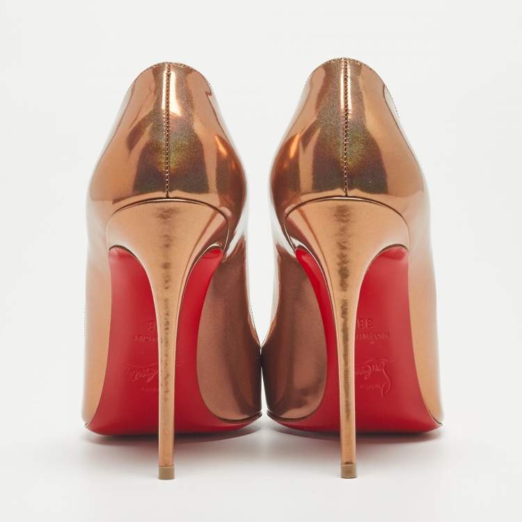 Pre Owned Christian Louboutin Metallic Patent Leather Pigalle Pumps Size 38