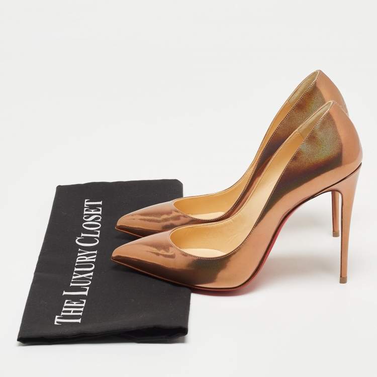 Pre Owned Christian Louboutin Metallic Patent Leather Pigalle Pumps Size 38