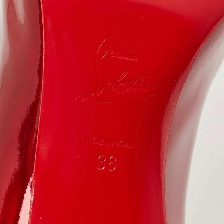 Pre Owned Christian Louboutin Red Patent Mary Jane Pumps Size 38