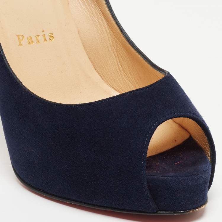Pre Owned Christian Louboutin Navy Blue Suede New Very Prive Pumps Size 37