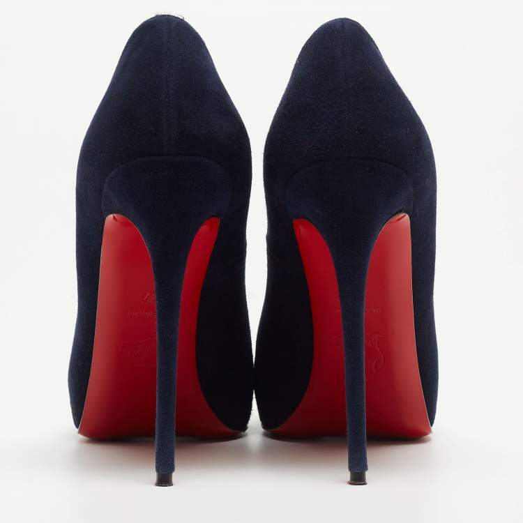 Pre Owned Christian Louboutin Navy Blue Suede New Very Prive Pumps Size 37