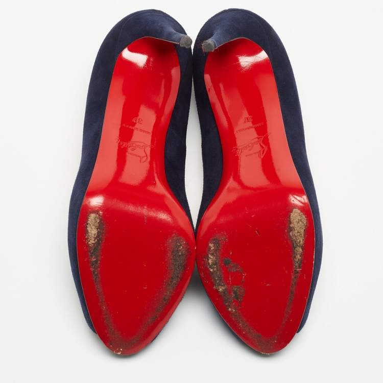 Pre Owned Christian Louboutin Navy Blue Suede New Very Prive Pumps Size 37
