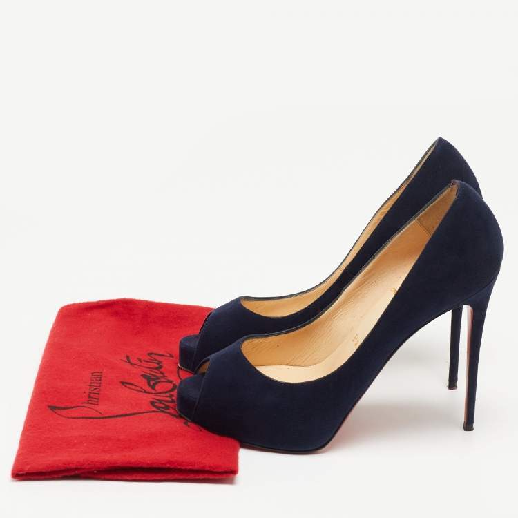 Pre Owned Christian Louboutin Navy Blue Suede New Very Prive Pumps Size 37