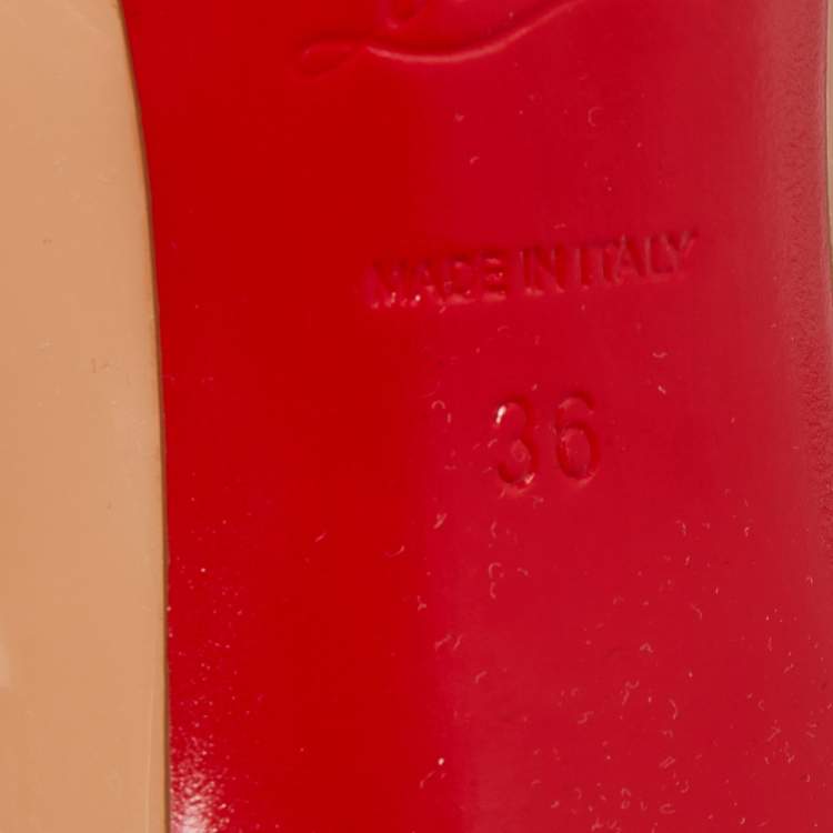 Pre Owned Christian Louboutin Beige Patent Leather and Mesh Pumps Size 36