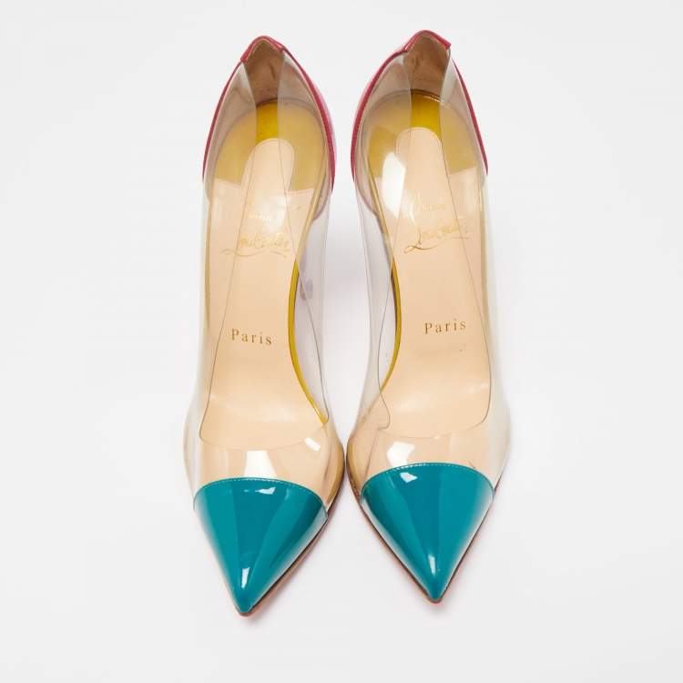 Pre Owned Christian Louboutin Multicolor Patent and PVC  Debout  Pumps Size 38