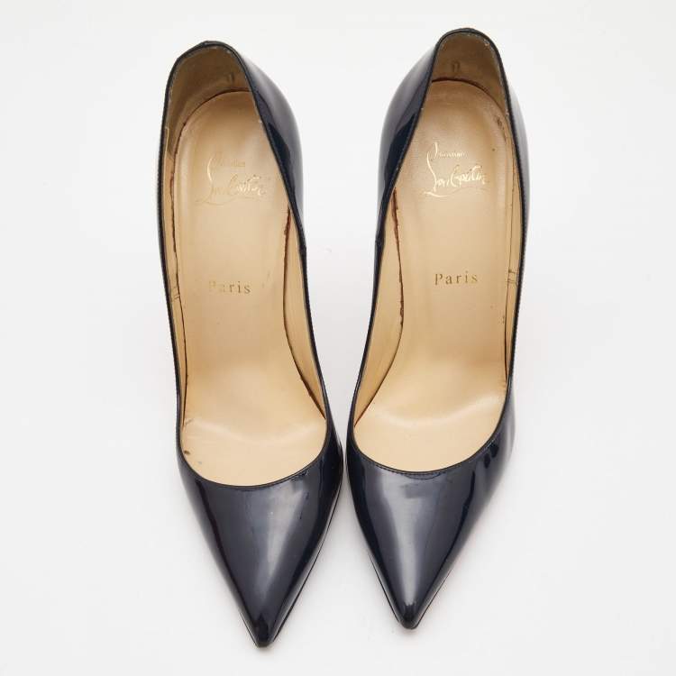 Pre Owned Christian Louboutin Navy Blue Patent Leather So Kate Pumps Size 38
