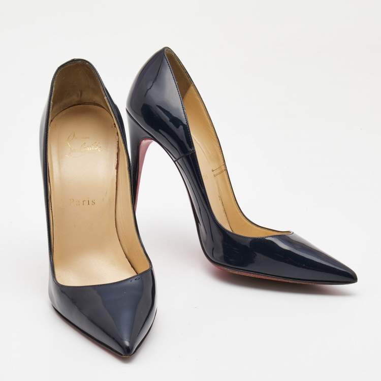 Pre Owned Christian Louboutin Navy Blue Patent Leather So Kate Pumps Size 38