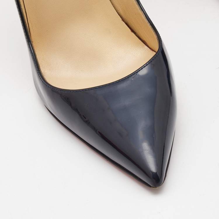 Pre Owned Christian Louboutin Navy Blue Patent Leather So Kate Pumps Size 38