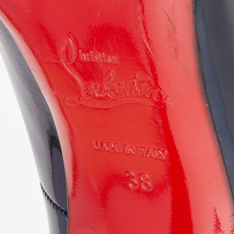 Pre Owned Christian Louboutin Navy Blue Patent Leather So Kate Pumps Size 38