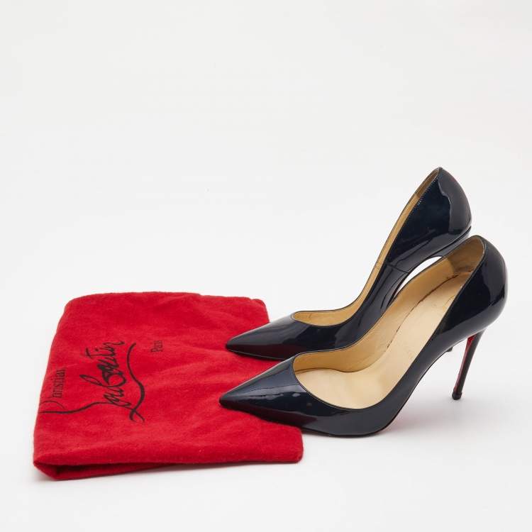 Pre Owned Christian Louboutin Navy Blue Patent Leather So Kate Pumps Size 38