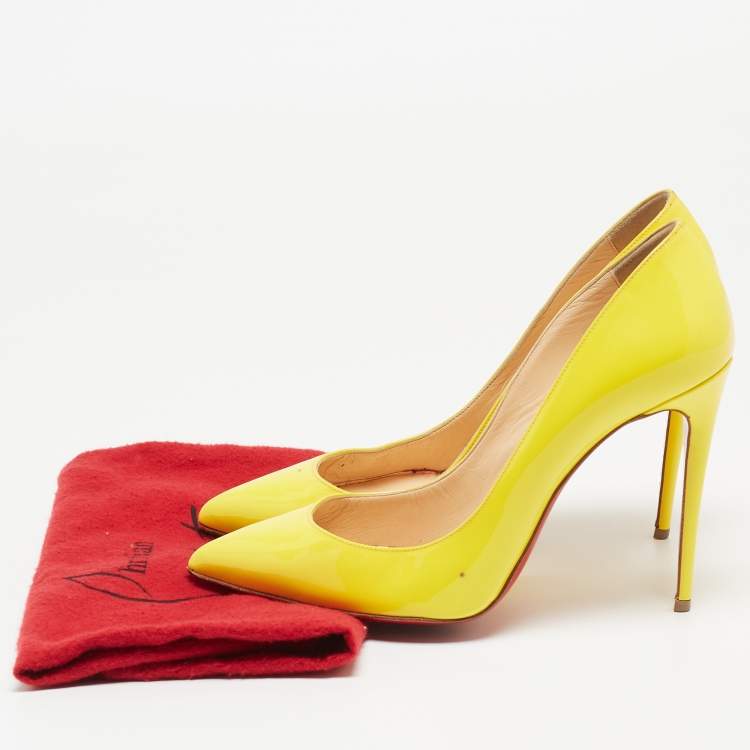 مملوكة مسبقًا Christian Louboutin Yellow Patent Leather Pigalle Follies Pumps Size 37.5