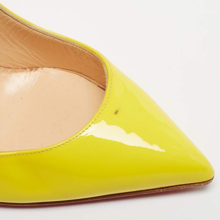 مملوكة مسبقًا Christian Louboutin Yellow Patent Leather Pigalle Follies Pumps Size 37.5
