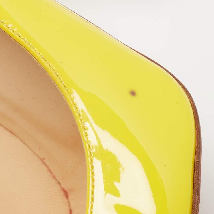 مملوكة مسبقًا Christian Louboutin Yellow Patent Leather Pigalle Follies Pumps Size 37.5