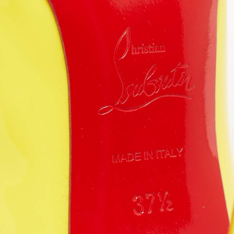 مملوكة مسبقًا Christian Louboutin Yellow Patent Leather Pigalle Follies Pumps Size 37.5