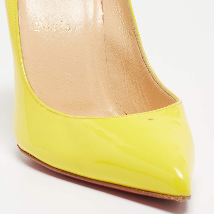 مملوكة مسبقًا Christian Louboutin Yellow Patent Leather Pigalle Follies Pumps Size 37.5