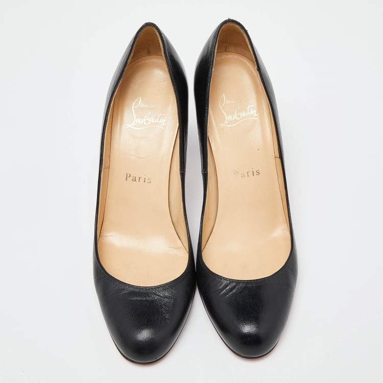 Pre Owned Christian Louboutin Black Leather New Simple Pumps Size 36.5