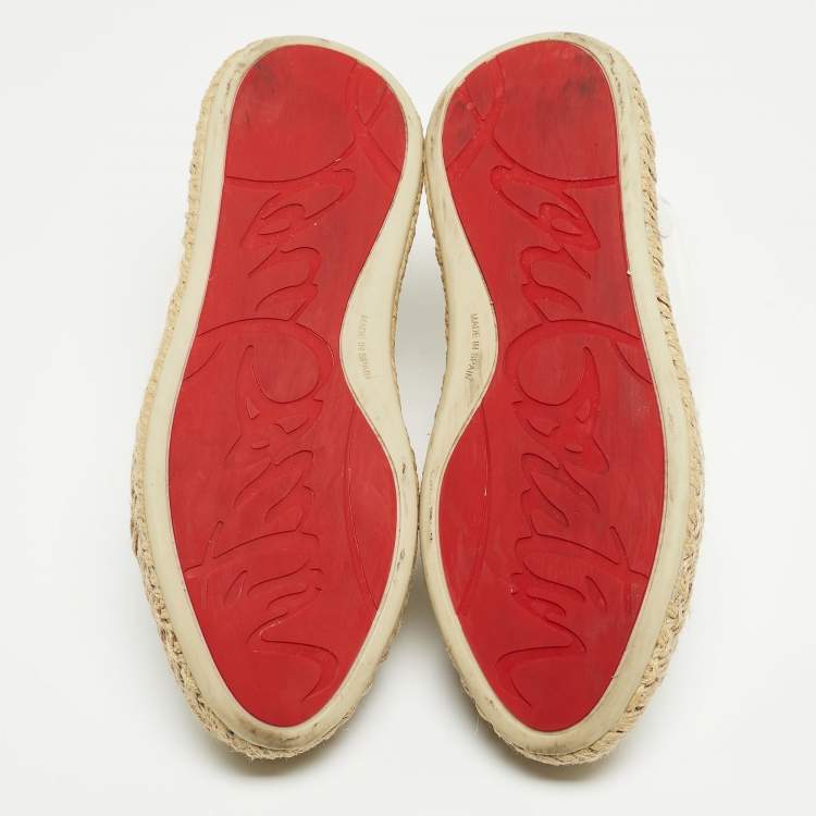 Pre Owned Christian Louboutin White Canvas And Leather Espasneak Espadrille Sneakers Size 37