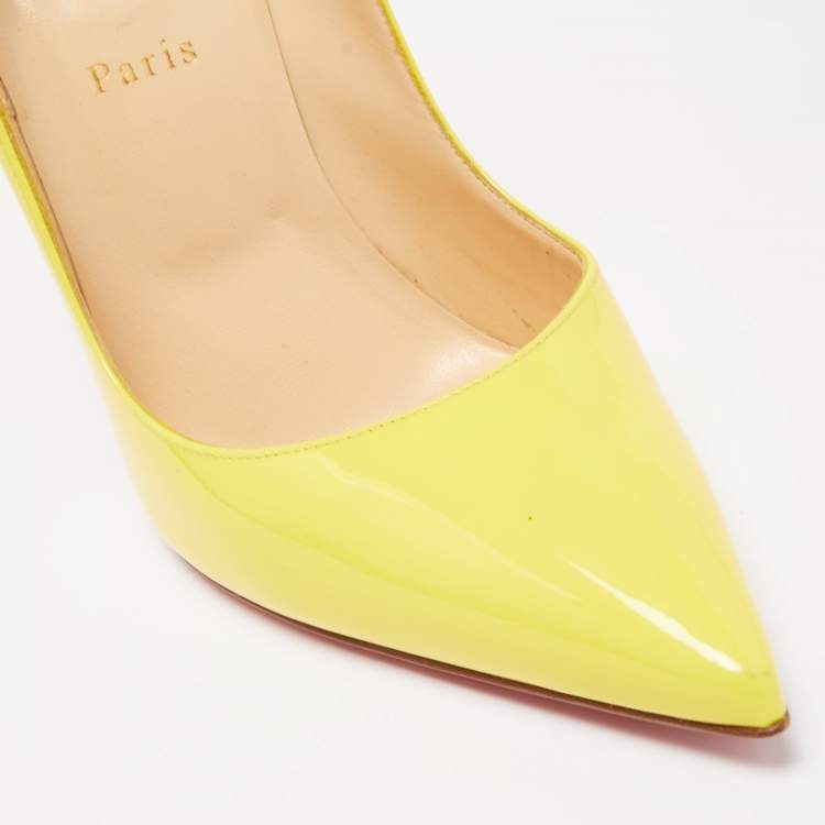 Pre Owned Christian Louboutin Yellow Patent Pigalle Pumps Size 40.5