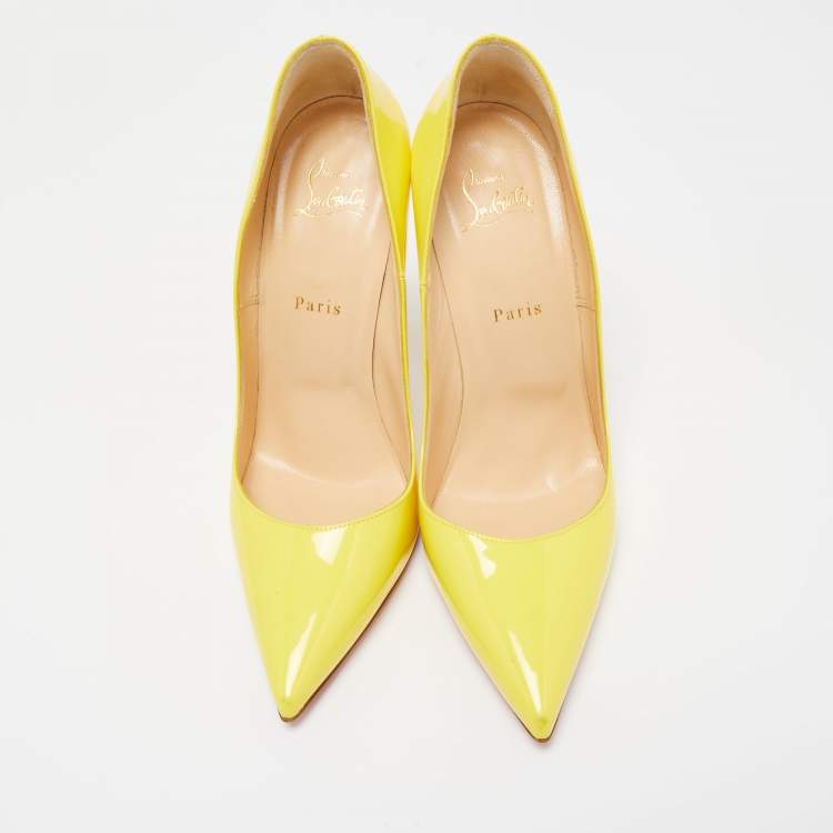 Pre Owned Christian Louboutin Yellow Patent Pigalle Pumps Size 40.5