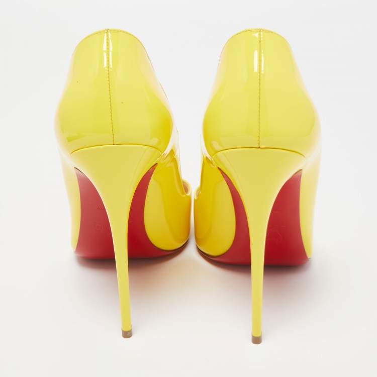 Pre Owned Christian Louboutin Yellow Patent Pigalle Pumps Size 40.5