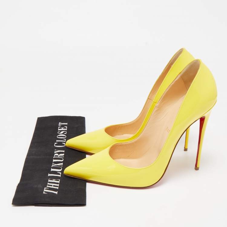 Pre Owned Christian Louboutin Yellow Patent Pigalle Pumps Size 40.5