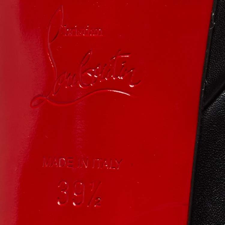 Pre Owned Christian Louboutin Black Leather Bianca Platform Knee Length Boots Size 39.5