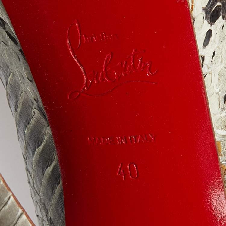 Pre Owned Christian Louboutin Grey Watersnake Leather Lady Peep Pumps Size 40