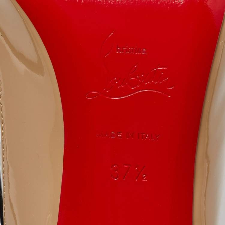 Pre Owned Christian Louboutin Tricolor Patent Leather and PVC Paulina Slingback Pumps Size 37.5