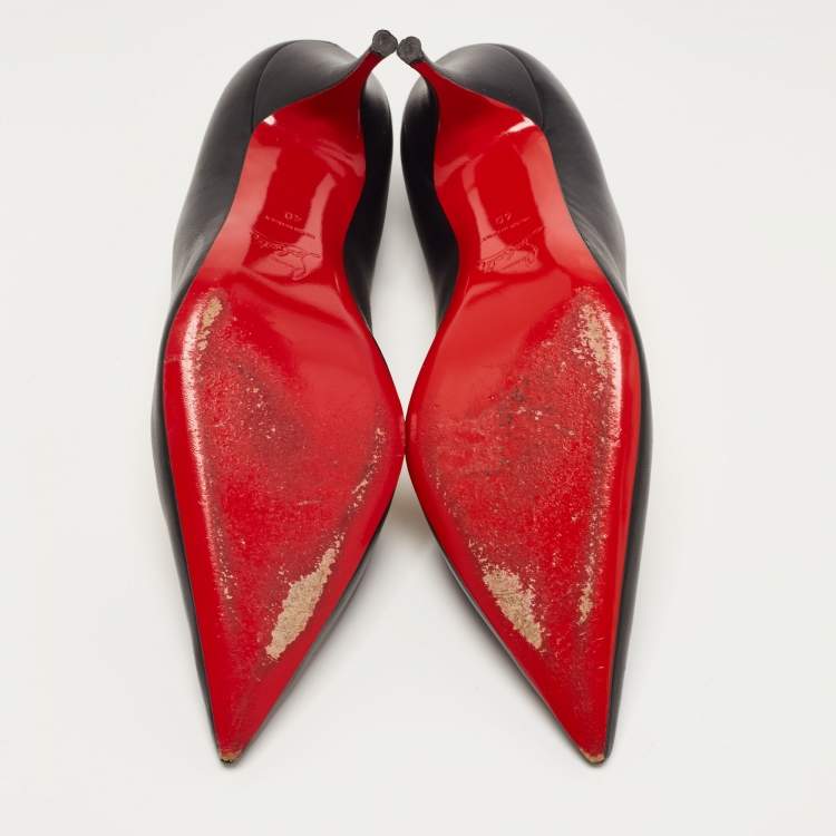 Pre Owned Christian Louboutin Black Leather Pigalle Pumps Size 40