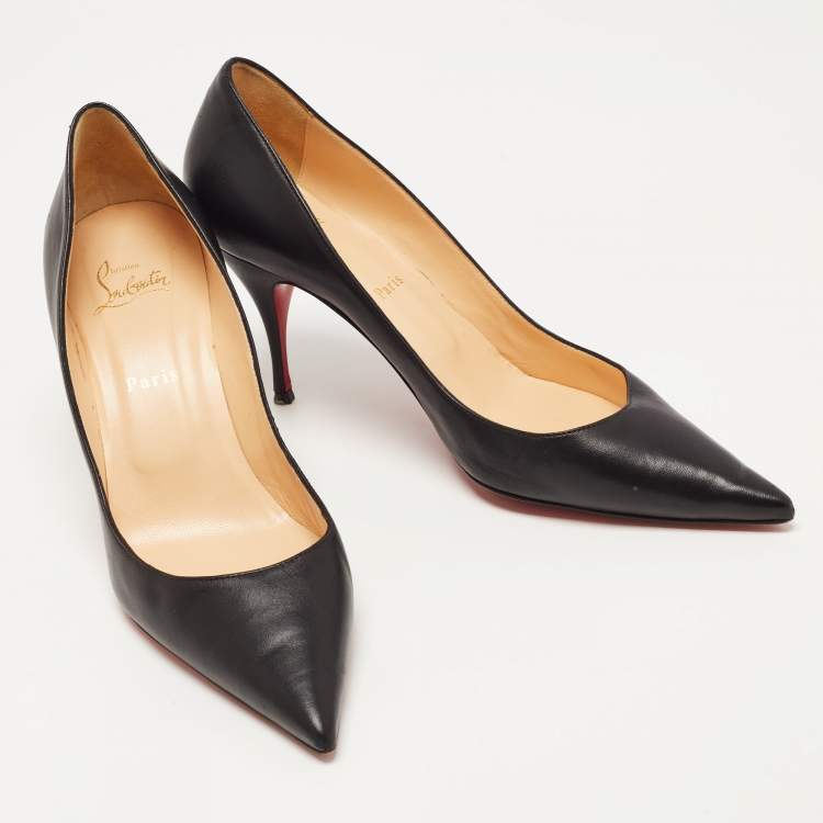 Pre Owned Christian Louboutin Black Leather Pigalle Pumps Size 40