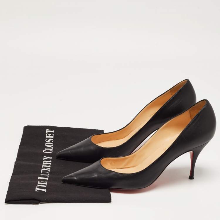 Pre Owned Christian Louboutin Black Leather Pigalle Pumps Size 40