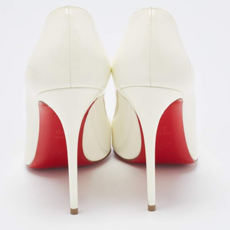 Pre Owned Christian Louboutin White Patent Leather So Kate Pointed Toe Pumps Size 37.5