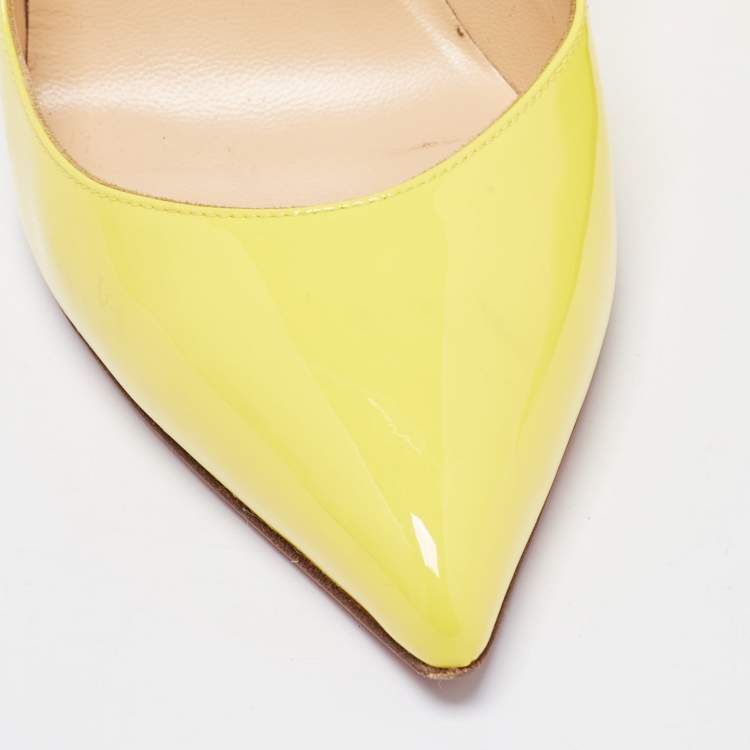 Pre Owned Christian Louboutin Yellow Patent Leather Hot Chick Pumps Size 40