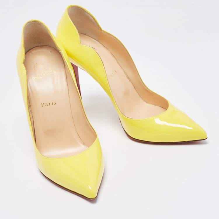 Pre Owned Christian Louboutin Yellow Patent Leather Hot Chick Pumps Size 40