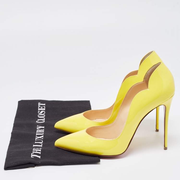 Pre Owned Christian Louboutin Yellow Patent Leather Hot Chick Pumps Size 40