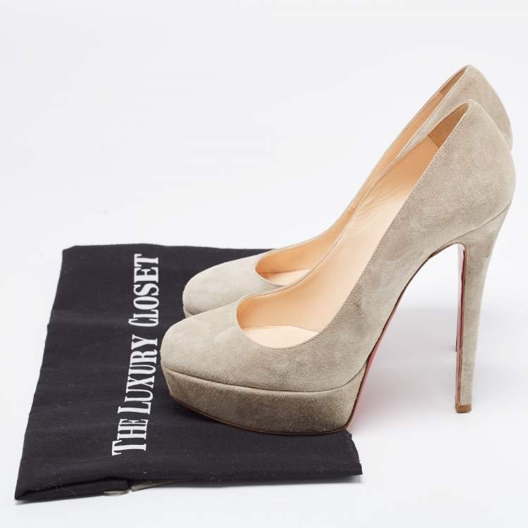 Pre Owned Christian Louboutin Grey Suede Bianca Pumps Size 36