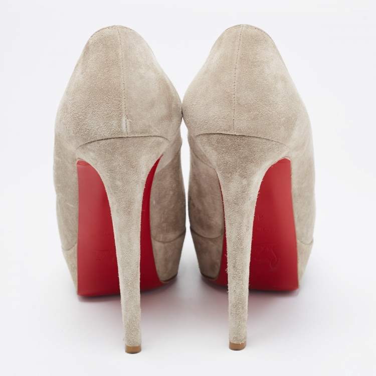 Pre Owned Christian Louboutin Grey Suede Bianca Pumps Size 36
