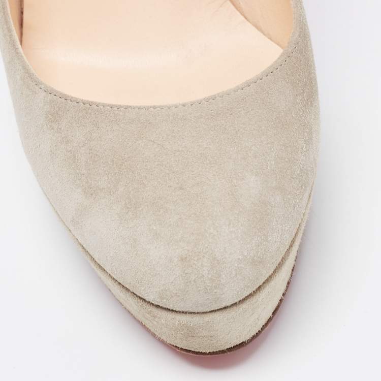 Pre Owned Christian Louboutin Grey Suede Bianca Pumps Size 36