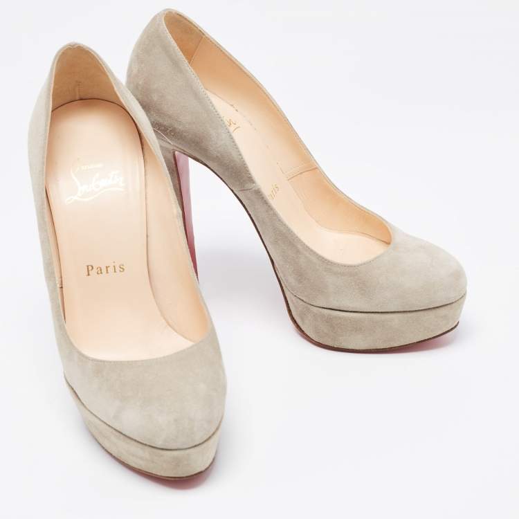 Pre Owned Christian Louboutin Grey Suede Bianca Pumps Size 36