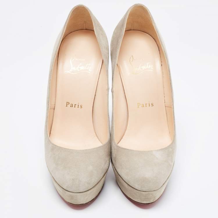 Pre Owned Christian Louboutin Grey Suede Bianca Pumps Size 36